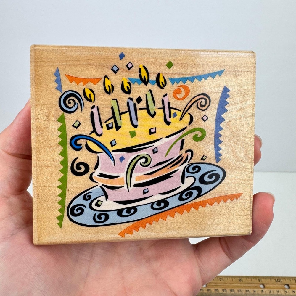 Confetti Birthday Cake Rubber Stamp Card Making Stampede Inc Made in USA A2516H